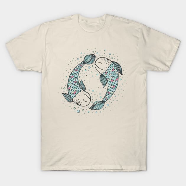 Pisces - weird fishes T-Shirt by marianabeldi